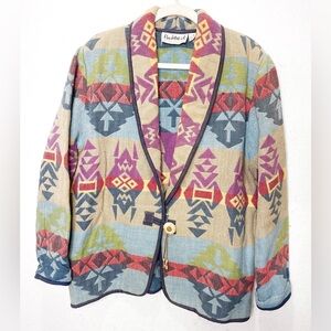 Flashback Vintage Aztec Tapestry Jacket Bohemian Southwest Oversized Blazer Boho